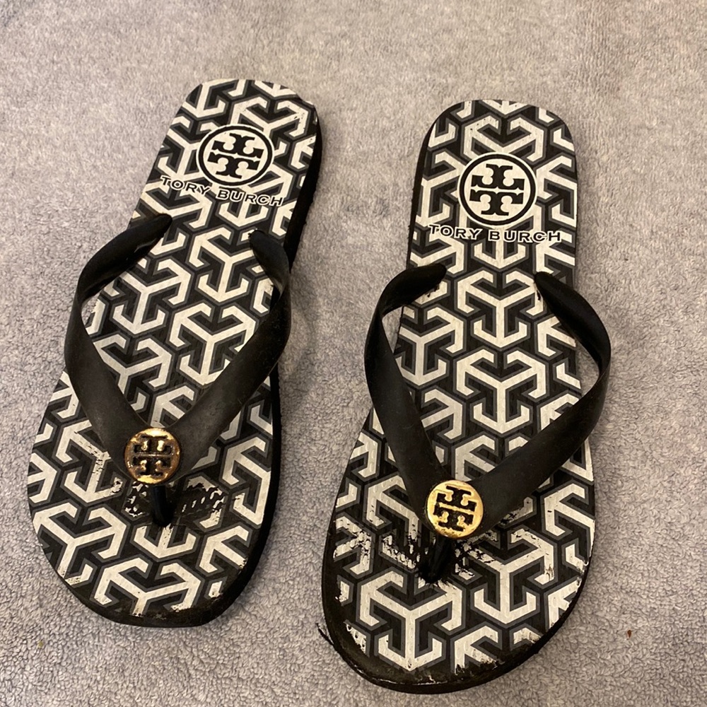 Tory Burch patterned rubber flip flops